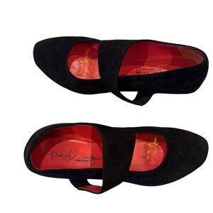 Black Suede Mary Jane Flats